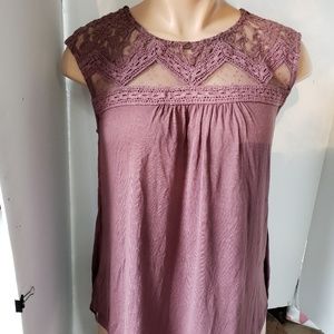 Maurices Medium Plum with Lace Sleeveless Top